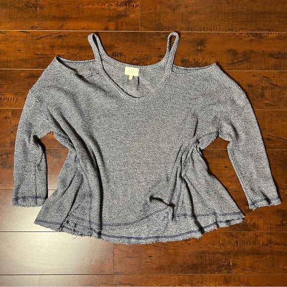 ANTHROPOLOGIE Deletta Millipa Cold Shoulder Pullover Sweater Navy Size Small - Picture 9 of 11